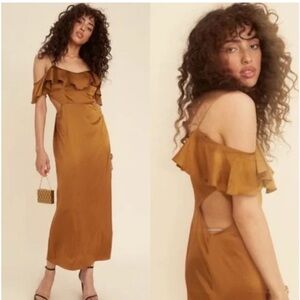 Bronze Silk LPA Ruffle Dress